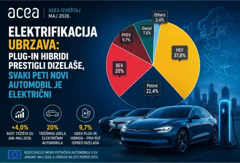Elektrifikacija ubrzava: Plug-in hibridi prestigli dizelaše, svaki peti novi automobil je električni