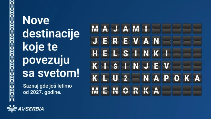 Er Srbija uvodi šest novih destinacija u 2027, među njima i Majami